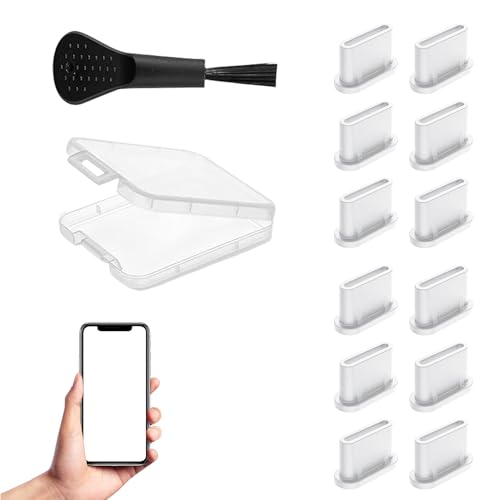 12-Stück USB C Staubschutz,Silikon USB C Schutzkappe,Ladebuchse Schutz USB C Abdeckung,Handy Staubschutz Stöpsel für Iphone/Samsung Etc,Smartphone Zubehör,Type-C Staubstecker Reinigungsset (weiß) von YueJieSelected