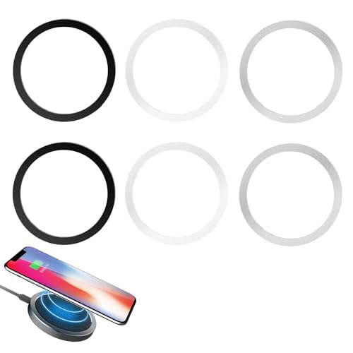 YueJieSelected 6-Stück Magnetring Handy,Kompatibel MS Ring Aufkleber,MS Magnet Ring,Aktualisiert Magnet Handy,Magnetischer Ladegerät mit Metallringe für Alle Smartphone (2-schwarz+2-Silber+2-weiß) von YueJieSelected
