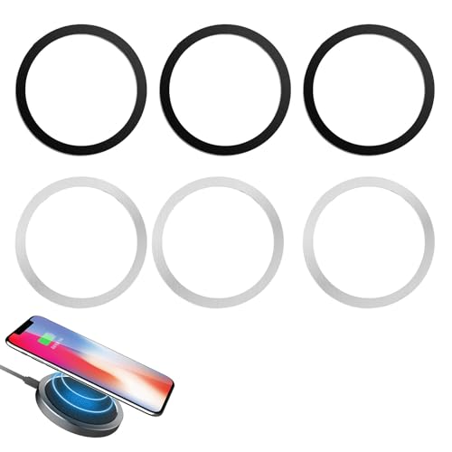 6-Stück Magnetring Handy,Kompatibel MS Ring Aufkleber,MS Magnet Ring,Aktualisiert Magnet Handy,Magnetischer Ladegerät mit Metallringe,Handy-Aufkleber,für Alle Smartphone (3-Schwarz+3-Silber) von YueJieSelected