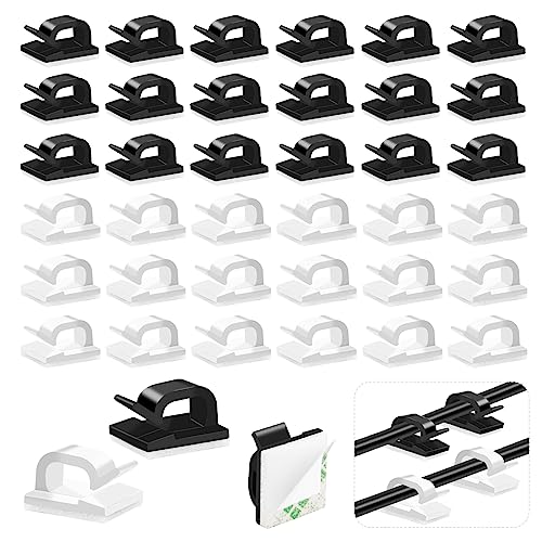 Yuechenggui 80 Stück Kabelhalter Selbstklebend Kabel Organizer Kabelhalterung Selbstklebende Kabelwandklammer Φ2mm-4mm Kabel Finisher-Drahtklemme für Netzkabel USB Ladekabel Lichterketten von Yuechenggui