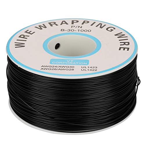 Kupferdraht, 1 Rolle Wire-Wrapping Single Kupferdraht Litze 30AWG Kabel 0,25 mm Kerndurchmesser für Laptop, Motherboard, LCD-Display, Steckbrett(schwarz) von Yuecoom