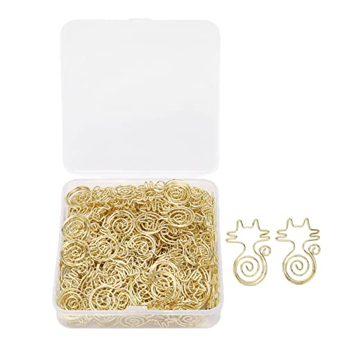 Niedliche katze geformte Mini -Papierklammern für Büroschule Home Organization Leichtes tragbares Goldpapierclip 150 Stück Aufbewahrungsbox von Yuecoom