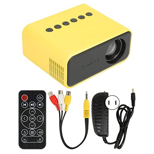 Yuecoom 100‑240 V 1920 x 1080 Auflösung Mini-Projektor, Kleiner und tragbarer Heimkino-Handy-Projektor, eingebauter Lautsprecher, Kleiner Projektor für die Bildschirmprojektion(EU-Gelb) von Yuecoom