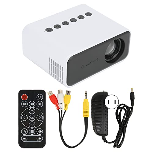 Yuecoom 100‑240 V 1920 x 1080 Auflösung Mini-Projektor, Kleiner und tragbarer Heimkino-Handy-Projektor, eingebauter Lautsprecher, Kleiner Projektor für die Bildschirmprojektion(EU-weiß) von Yuecoom