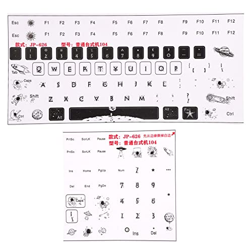 Yuecoom 2 Stück Kratzfeste mattierte englische Tastatur-Aufkleber, PVC-Aufkleber für allgemeine Desktop-Computer-Tastenkappen, Gaming-Tastatur-Aufkleber für Tastaturen mit 84 bis 108 Tasten von Yuecoom