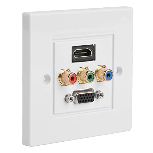 Yuecoom HDMI VGA 3RCA 3-in-1 integriertes Multimedia-Wandpaneel Audio-Video-Buchse ABS-Material 3,3 x 3,3 Zoll, Wandplatte, Kabeldurchführung, weiß, für Zuhause Yuecoom HDMI VGA 3RCA 3-in-1 integriertes Multimedia-Wandpaneel Audio-Video-Buchse ABS-Material 3,3 x 3,3 Zoll, Wandplatte, Kabeldurchführung, weiß, für Zuhause von Yuecoom