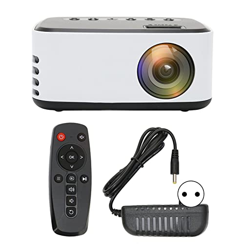 Yuecoom Mini-Projektor Schwarz Weiß 1080P HD, Drahtlose Bildschirmprojektion Eingebaute Lautsprecher Heimkino-Projektor, Tragbarer Projektor für Smartphone-Tablet-TV(EU) von Yuecoom