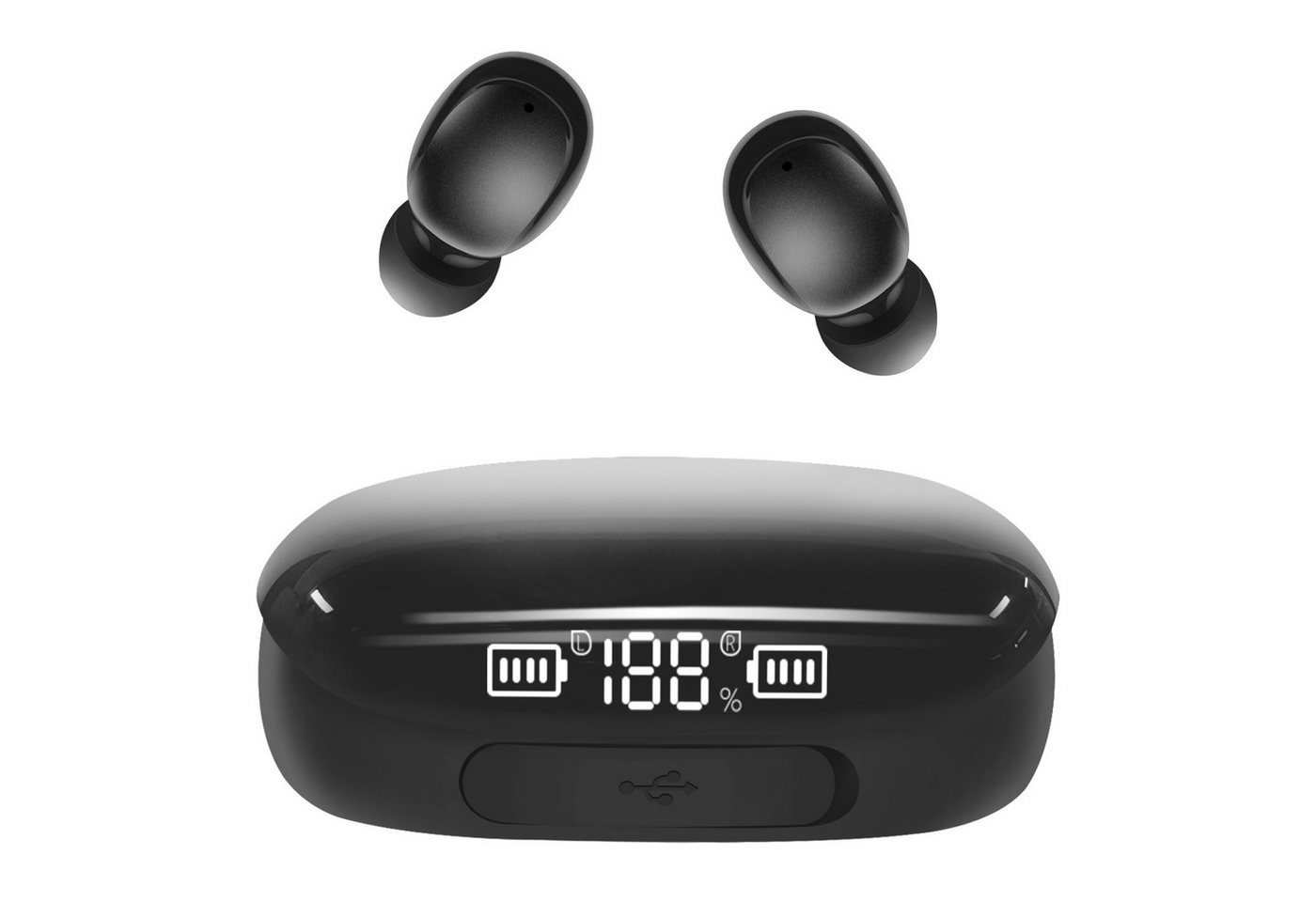 Yuede Bluetooth Kopfhörer, In-Ear Kopfhörer Kabellos mit 2000mAh LED-Ladebox In-Ear-Kopfhörer (Immersives HIFI-Stereo, Bluetooth Kopfhorer mit LED-Ladebox, ENC HD Anruf, One Step Pairing, 10-mm-Schwingspule) von Yuede