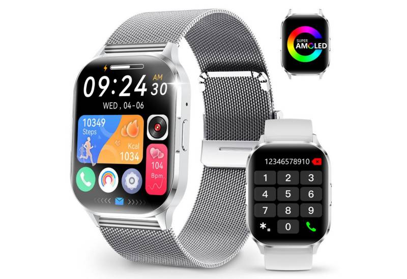 Yuede Smartwatch, Fitness Tracker Uhr für Damen Herren mit 2,01'' Display Smartwatch (2,01 Zoll), Frauengesundheit, Kalorienverbrauch von Yuede
