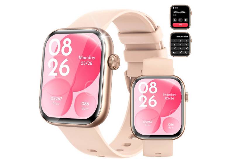 Yuede Smartwatch, Fitness Uhr mit Anruffunktion für Damen und Herren Smartwatch (9h Kratzfestes Voll Touch Display cm/1.8 Zoll) Armbanduhr mit Schrittzähler, Pulsuhr, Blutdruckmessung und Oximetrie (Spo2), Ip67 Wasserdichte Sportuhr mit 120 Trainingsmodi,7 Tage Akkulaufzeit, Erhältlich für IOS und Android. von Yuede