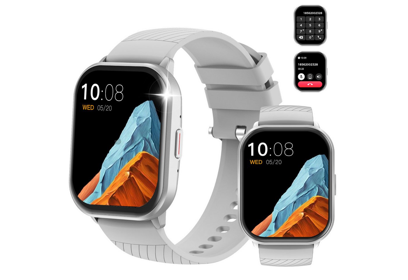 Yuede Smartwatch Damen Herren, Neueste Fitness Uhr mit Anruffunktion Smartwatch (Quadratischer 2,01-Zoll-Voll-Touch-Farbdisplay) Zoll), Fitness Tracker Armbanduhr mit Schrittzähler, Blutsauerstoff, Blutdruckmessung, Schlafüberwachung, AI Voice und SNS-Benachrichtigung etc., Bluetooth 5.3 Sportuhr, IP68 wasserdicht, unterstützt 120+ Sportmodi, verfügbar für Android 5.0+ / iOS 9.0+ von Yuede