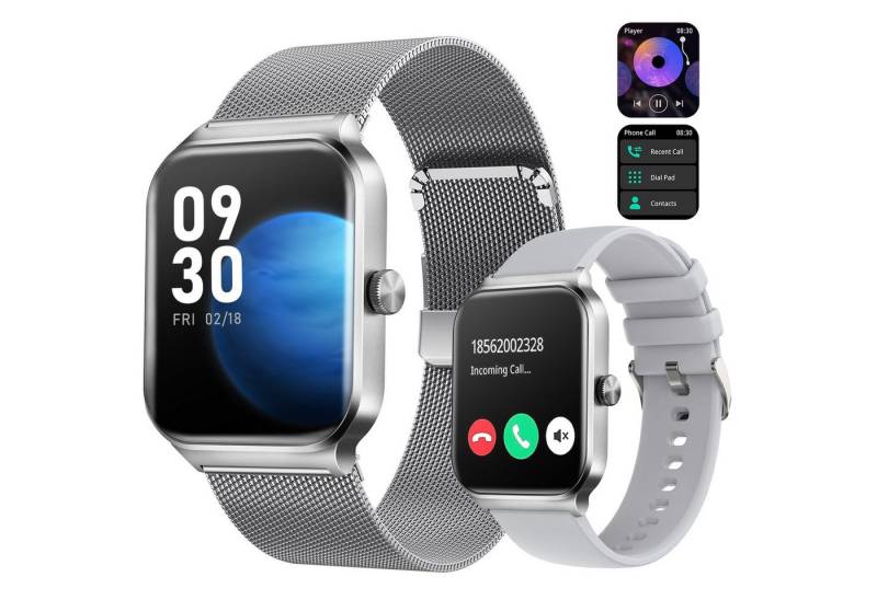 Yuede Smartwatch Damen Herren, Smartwatch Sportuhr mit Bluetooth Anrufe und SMS-Benachrichtigung ( 1.96Zoll HD Quadratischer Voll Touchscreen Fitness Armbanduhr) IP67 Wasserdicht Uhren mit Pulsmesserz, Sp02, Schrittzähler, Message Reminder, Schlafmonitor, Fitnessuhr Tracker mit Telefonfunktion, 50+ Trainingsmodi Sportmodi Uhr, Kompatibel für Android /iOS" von Yuede