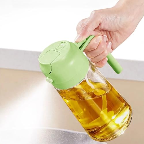 2 in 1 Glas- Ölspender mit Griff 470ml Essigspender Wiederverwendbare Mister Spritzer Sprühflaschen für Air Fryer Kochen Salat Backen Grillen Braten von Yuehuamech