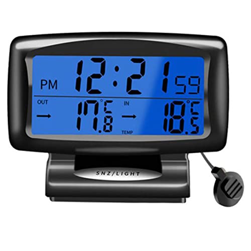 Auto Digitaluhr Fahrzeugtemperatur Dashboard mit Hintergrundbeleuchtung Display Mini Auto Uhr Thermometer Monitor Voltmeter für Auto LKW Armaturenbrett Autozubehör von Yuehuamech