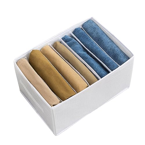 Yuehuamech 6PCS Kleiderschrank Schublade Organisatoren 7 Raster Garderobe Schrank Faltbarer Schubladenteiler mit Griffenfür Leggings Hosen Unterwäsche Kleidung Socken Krawatten von Yuehuamech