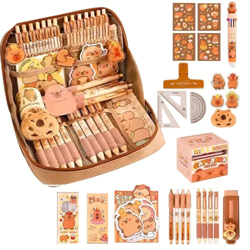 Yuemeuy Capybara-Briefpapier-Set, Capybara Schreibwaren Set Mit Stiften, Clip-Linealen Und Mehr, Ästhetisches Capybara Federmäppchen, Großes Federmäppchen, Süßes Schreibwaren Geschenkset Für Kinder Yuemeuy Capybara-Briefpapier-Set, Capybara Schreibwaren Set Mit Stiften, Clip-Linealen Und Mehr, Ästhetisches Capybara Federmäppchen, Großes Federmäppchen, Süßes Schreibwaren Geschenkset Für Kinder von Yuemeuy