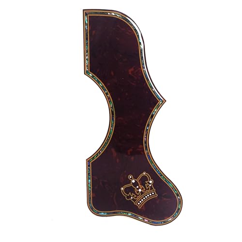 Abalone Shell Intarsien Akustikgitarre Pickguard für Gibson J200, SJ200 oder 40-43 Zoll Akustikgitarren, handgefertigte Krone und gelbe Rose Designs, einfache Klebemontage (braune Schildkröte) von Yuemiya