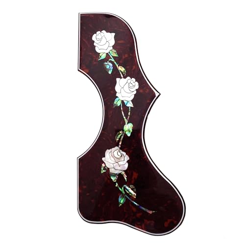 Abalone Shell Intarsien Akustikgitarre Pickguard für Gibson J200, SJ200 oder 40-43 Zoll Akustikgitarren, handgefertigte Krone und gelbe Rosen-Designs, einfache Klebemontage (Yellow Rose) von Yuemiya