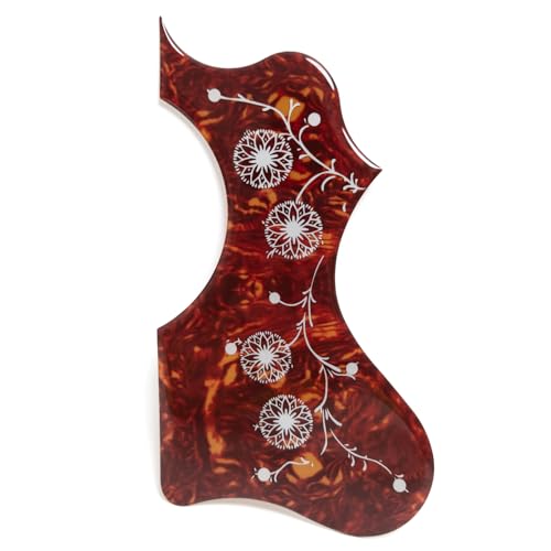 Akustikgitarre Pickguard - Selbstklebende Kratzplatte 2 mm dick für 40/41 Zoll Jumbo Gitarren, passend für EJ-200 Style, abgeschrägte Kante Folk Gitarre Ersatzteile (Red Tortoise) von Yuemiya