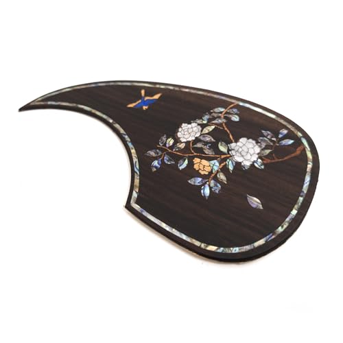 Akustikgitarren-Schlagbrett aus Massivholz mit Abalone-Einlage, Flying Bird & Blooming Flowers Design, selbstklebend, für Martin D-45, passend für die meisten 101,6–109,2 cm (40-43 Zoll) Modelle mit von Yuemiya