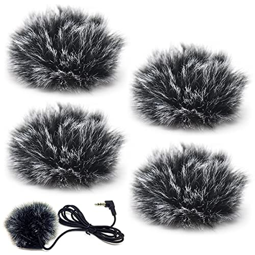 Yueser Fell Windschutz für Mikrophon, 4 Stücke Lavalier Mikrofon Filter Mikrofon Windschutz Fell Mikrofon Windschutzscheibe Mini Wind-Filter (1cm) von Yueser