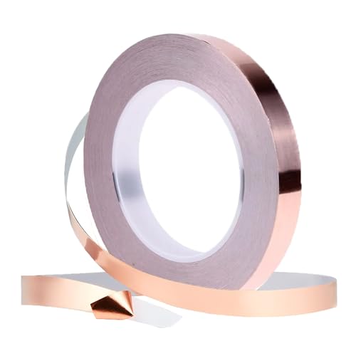 Yuexitech Kupfer Schneckenband，1cm×20m Kupferband Gegen Schnecken Hochbeet，Selbstklebend Schneckenabwehr Kupfer Schneckenband für Pflanzenschutz, Kupferfolieband EMI Selbstklebend Abschirmband von Yuexitech