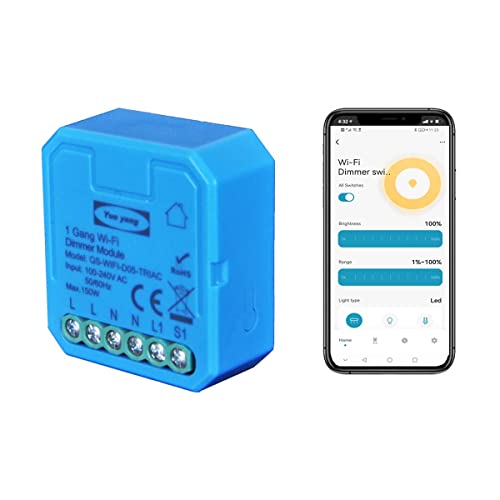 Yueyang WiFi Intelligentes Licht LED Dimmer Schalter DIY Smart Life/Tuya APP Fernbedienung 1/2 Weg Schalter, funktioniert mit Alexa Google Home… (wiid05) von Yueyang