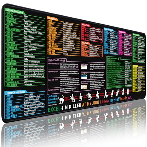 Excel Spickzettel Schreibtischunterlage – Excel Spickzettel Schreibtischunterlage – Mauspad enthält 9 Excel-Funktionsmodule und gemeinsame Funktionen, Mauspad geeignet für Büro, Computerspiele (1, 80 Excel Spickzettel Schreibtischunterlage – Excel Spickzettel Schreibtischunterlage – Mauspad enthält 9 Excel-Funktionsmodule und gemeinsame Funktionen, Mauspad geeignet für Büro, Computerspiele (1, 80 von Yuhijoy