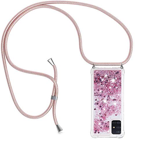YuhooTech Handykette Hülle Kompatibel mit Samsung Galaxy A51 - Quicksand Glitzer Hülle mit Band - Silikon Handyhülle mit Kordel Umhängenband - Schnur mit Treibsand Case zum Umhängen YuhooTech Handykette Hülle Kompatibel mit Samsung Galaxy A51 - Quicksand Glitzer Hülle mit Band - Silikon Handyhülle mit Kordel Umhängenband - Schnur mit Treibsand Case zum Umhängen von YuhooTech
