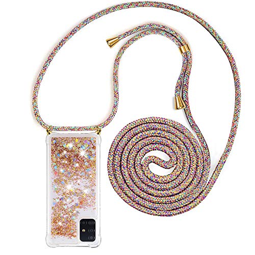 YuhooTech Handykette Hülle Kompatibel mit Samsung Galaxy A51 - Quicksand Glitzer Hülle mit Band - Silikon Handyhülle mit Kordel Umhängenband - Schnur mit Treibsand Case zum Umhängen YuhooTech Handykette Hülle Kompatibel mit Samsung Galaxy A51 - Quicksand Glitzer Hülle mit Band - Silikon Handyhülle mit Kordel Umhängenband - Schnur mit Treibsand Case zum Umhängen von YuhooTech