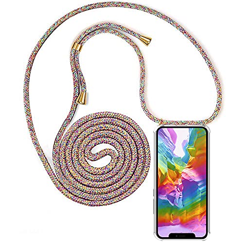 YuhooTech Handykette Hülle Kompatibel mit iPhone 13 Pro Max Handyhülle, Smartphone Necklace Hülle mit Band - Handyhülle mit Kordel Umhängenband - Schnur mit Case zum umhängen in Rainbow von YuhooTech