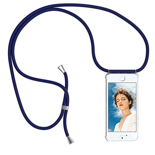 YuhooTech Handykette Hülle für iPhone 5 / 5S / SE(2016)- 4,0" Display, Smartphone Necklace Hülle mit Band - Handyhülle mit Kordel Umhängenband - Schnur mit Case zum umhängen in Blau von YuhooTech