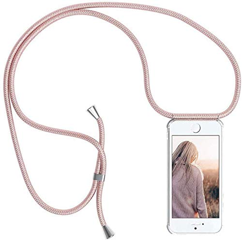 YuhooTech Handykette Hülle für iPhone 5 / 5S / SE(2016)- 4,0" Display, Smartphone Necklace Hülle mit Band - Handyhülle mit Kordel Umhängenband - Schnur mit Case zum umhängen in Rose Gold von YuhooTech