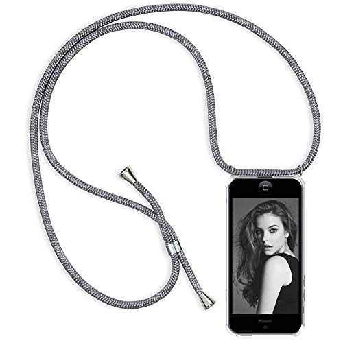 YuhooTech Handykette Hülle für iPhone 7 Plus/iPhone 8 Plus Handyhülle, Smartphone Necklace Hülle mit Band - Handyhülle mit Kordel Umhängenband - Schnur mit Case zum umhängen in Grau von YuhooTech