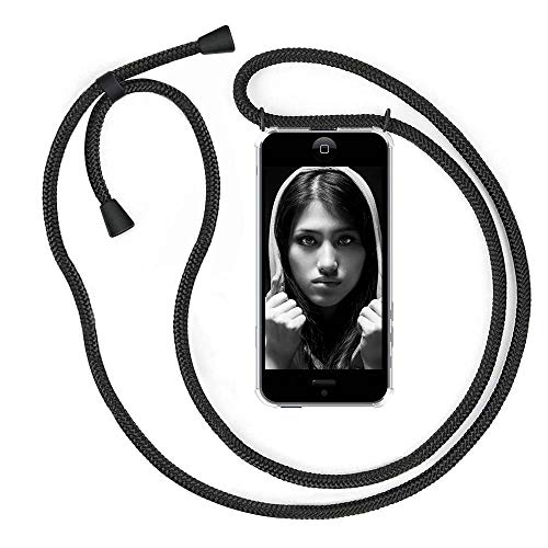 YuhooTech Handykette Hülle für iPhone 7 Plus/iPhone 8 Plus Handyhülle, Smartphone Necklace Hülle mit Band - Handyhülle mit Kordel Umhängenband - Schnur mit Case zum umhängen in Mattschwarz von YuhooTech