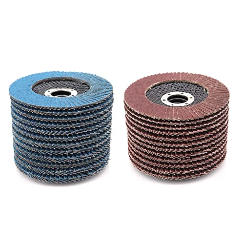 Yuhtech Fächerscheiben, 24 Stück 4.5 Zoll 115mm Schleifscheiben Profi-Fächerscheiben Lamellenscheiben für Winkelschleifer Poliermaschine von Yuhtech