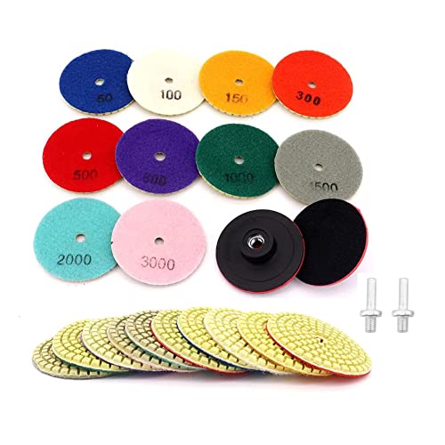 Yuhtech Polierscheiben Set, 12 Pcs 4 Zoll 100mm Diamant Polierpad Nass Schleifscheiben für Beton Marmor Granit Stein 50-3000 Grit, mit 2pcs Backing Halter Disc Yuhtech Polierscheiben Set, 12 Pcs 4 Zoll 100mm Diamant Polierpad Nass Schleifscheiben für Beton Marmor Granit Stein 50-3000 Grit, mit 2pcs Backing Halter Disc von Yuhtech