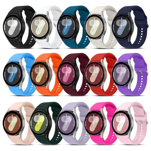 15 Stück Galaxy Watch 4 Armband,Sport Armband für Samsung Galaxy Watch 4/Galaxy Watch 5 44mm 40mm/Galaxy Watch 4 Classic 46mm 42mm,Galaxy Watch 5 Pro Silikon Sportarmband von YuiYuKa