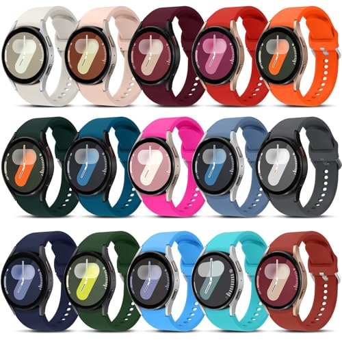 15 Stück Galaxy Watch 4 Armband,Sport Armband für Samsung Galaxy Watch 4/Galaxy Watch 5 44mm 40mm/Galaxy Watch 4 Classic 46mm 42mm,Galaxy Watch 5 Pro Silikon Sportarmband von YuiYuKa