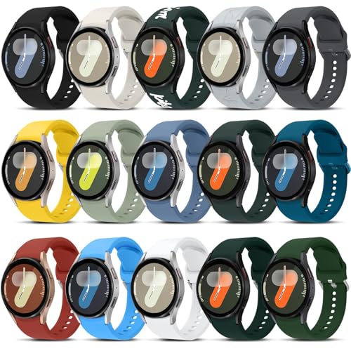 15 Stück Galaxy Watch 4 Armband,Sport Armband für Samsung Galaxy Watch 4/Galaxy Watch 5 44mm 40mm/Galaxy Watch 4 Classic 46mm 42mm,Galaxy Watch 5 Pro Silikon Sportarmband von YuiYuKa