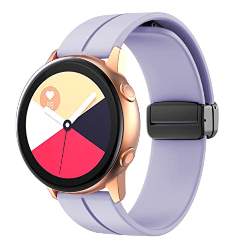 20mm Armband kompatibel für Samsung Galaxy Watch 7 6 5 4 40mm 44mm 5 Pro 45mm, Sport Silikon Magnet armband für Galaxy Watch FE 40mm/Watch 3 41mm/Watch Active 2/Galaxy Watch 6 4 Classic,Violett von YuiYuKa