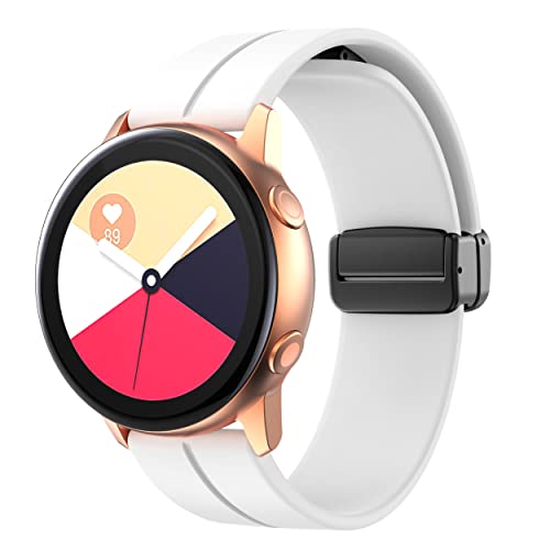 20mm Armband kompatibel für Samsung Galaxy Watch 7 6 5 4 40mm 44mm 5 Pro 45mm, Sport Silikon Magnet armband für Galaxy Watch FE 40mm/Watch 3 41mm/Watch Active 2/Galaxy Watch 6 4 Classic,Weiß von YuiYuKa