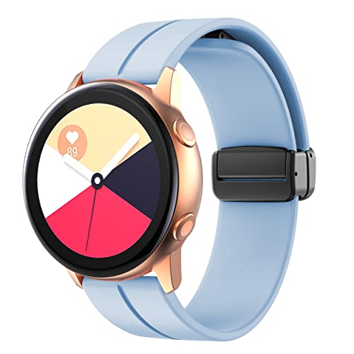 20mm Armband kompatibel für Samsung Galaxy Watch 7 6 5 4 40mm 44mm 5 Pro 45mm, Sport Silikon Magnet armband für Galaxy Watch FE 40mm/Watch 3 41mm/Watch Active 2/Galaxy Watch 6 4 Classic,hellblau von YuiYuKa