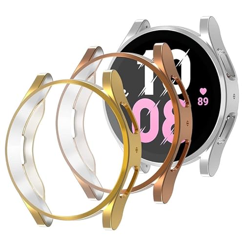 [3 Pack] Hülle kompatibel für Samsung Galaxy Watch 5 40mm Weicher TPU Cover Rundum-Displayschutz, case Schutzhülle für Galaxy Watch 5 44mm,Gold+Roségold+Silber von YuiYuKa