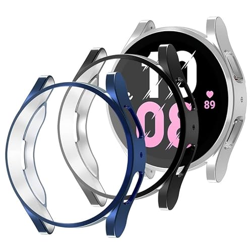 [3 Pack] Hülle kompatibel für Samsung Galaxy Watch 5 40mm Weicher TPU Cover Rundum-Displayschutz, case Schutzhülle für Galaxy Watch 5 44mm,Mitternachtsblau+Schwarz+Silber von YuiYuKa