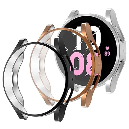 [3 Pack] Hülle kompatibel für Samsung Galaxy Watch 5 40mm Weicher TPU Cover Rundum-Displayschutz, case Schutzhülle für Galaxy Watch 5 44mm,Schwarz+Roségold+Silber von YuiYuKa