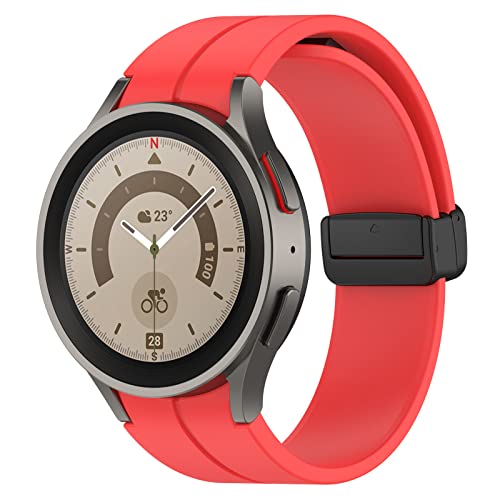 Silikon Armband kompatibel für Samsung Galaxy Watch 7 6 5 4 FE 40mm 44mm Damen Herren,Sport Silicone Ersatzband für Galaxy Watch 5 Pro 45mm/Galaxy Watch 6 4 Classic 42mm 43mm 46mm 47mm,rot von YuiYuKa