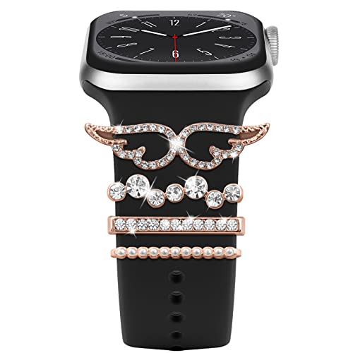 Charms für Apple Watch Armband 44mm 40mm 41mm 45mm 38mm 42mm Damen,Shiny Metall Decorative Ring Loops iWatch series 8 7 6 5 4 3 SE/Galaxy Watch 5 Galaxy Watch 4 Silikon Ersatzarmbänder Zubehör von YuiYuKa