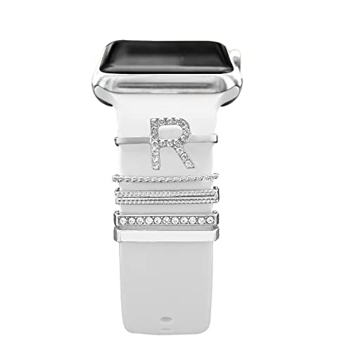 YuiYuKa Dekorative Ringschlaufen Smart Watch Band Charms Metall glänzendes Zubehör kompatibel für Apple Watch Series 8 7 6 5 4 3 2 1 45mm 44mm 42mm 41mm 40mm 38mm (Nicht Band oder Uhr) von YuiYuKa