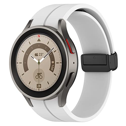 Silikon Armband kompatibel für Samsung Galaxy Watch 7 6 5 4 FE 40mm 44mm Damen Herren,Sport Silicone Ersatzband für Galaxy Watch 5 Pro 45mm/Galaxy Watch 6 4 Classic 42mm 43mm 46mm 47mm,Weiß von YuiYuKa